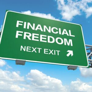 Highway sign that says financial freedom next exit