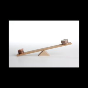 Wooden seesaw model to represent leverage