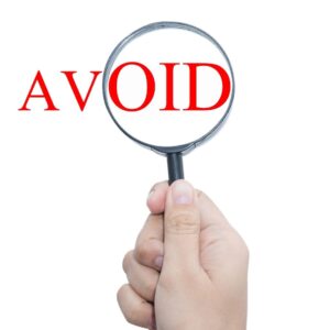 The word "Avoid" with a magnifying glass