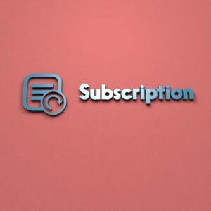 The word "subscription" with salmon colored background