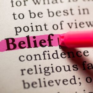 The word belief highlighted