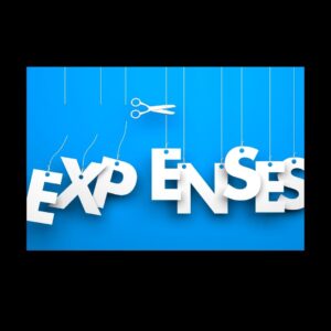 Scissors above the word expenses