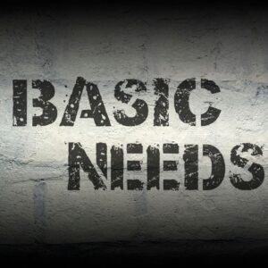 Sign that says basic needs