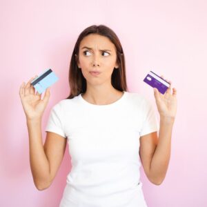 Woman with credit cards