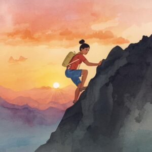 Person climbing mountain